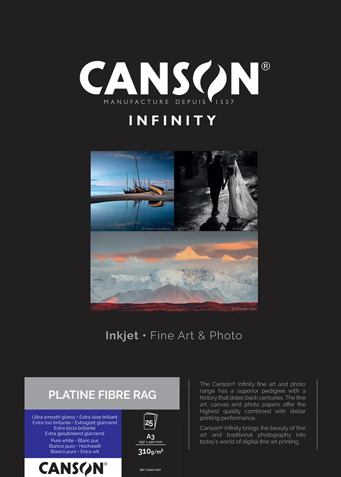 INFINITY Fotopapier , Platine Fibre Rag, , 310 g/qm, A4 de Canson – photo produit