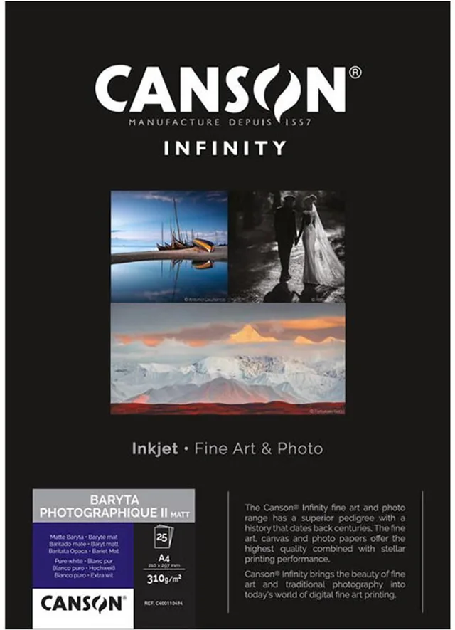 PAPIER INIFINITY BARYTA PHOTO II MAT 310G A4 25f