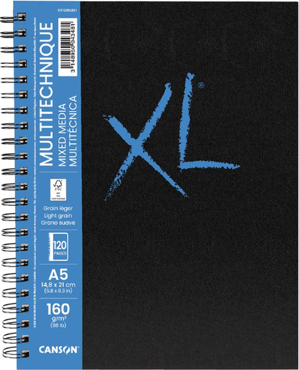 Schetsboek Mix Media XL A5 60v 160gr spiraal fra Canson i Gemengd – produktbillede