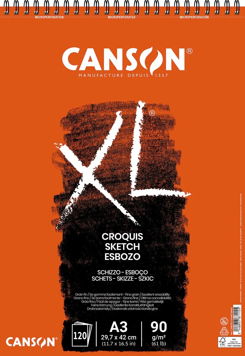 schetsboek XL, 90 g/m², ft A3, 120 vel fra Canson – produktbillede