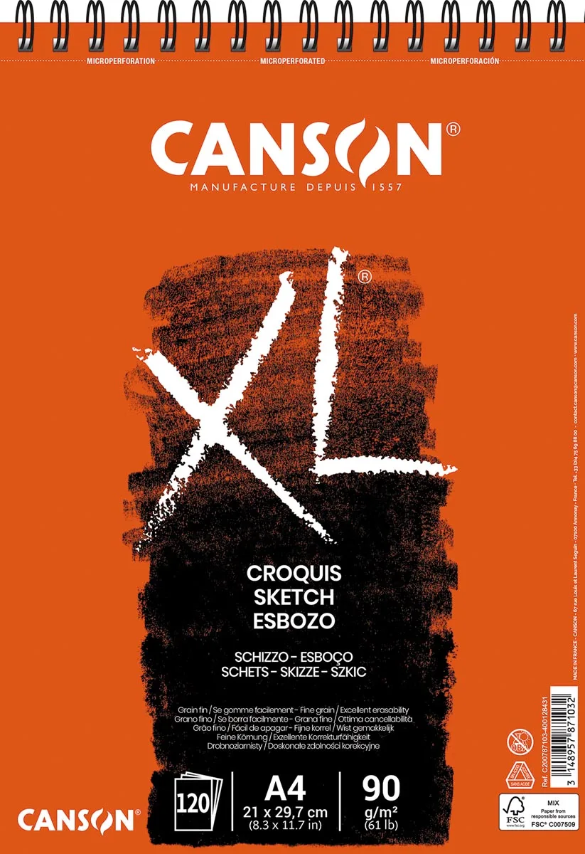 schetsboek XL, 90 g/m², ft A4, 120 vel fra Canson – produktbillede