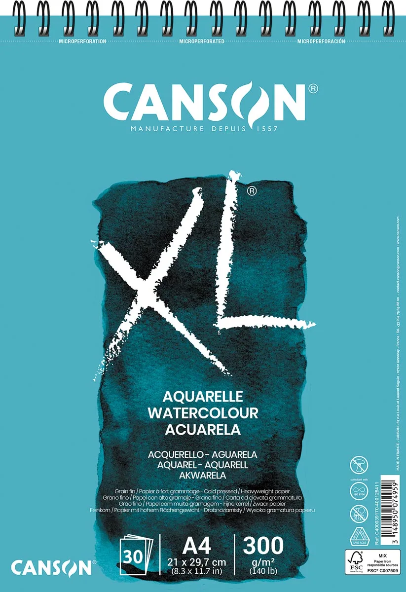 schetsboek XL Aquarelle, 300g/m², ft A4, 30 vel de Canson – photo produit