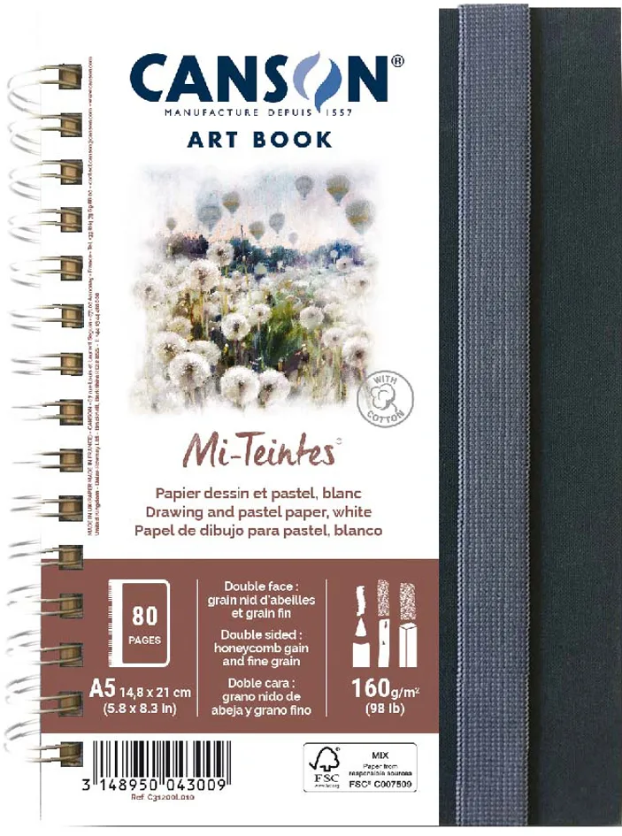 Skizzenbuch ART BOOK Mi-Teintes, DIN A5, weiß von Canson – Produktfoto
