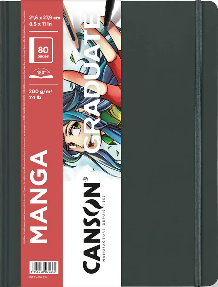 Skizzenbuch GRADUATE Manga, 216 x 279 mm, schwarz van Canson – productfoto