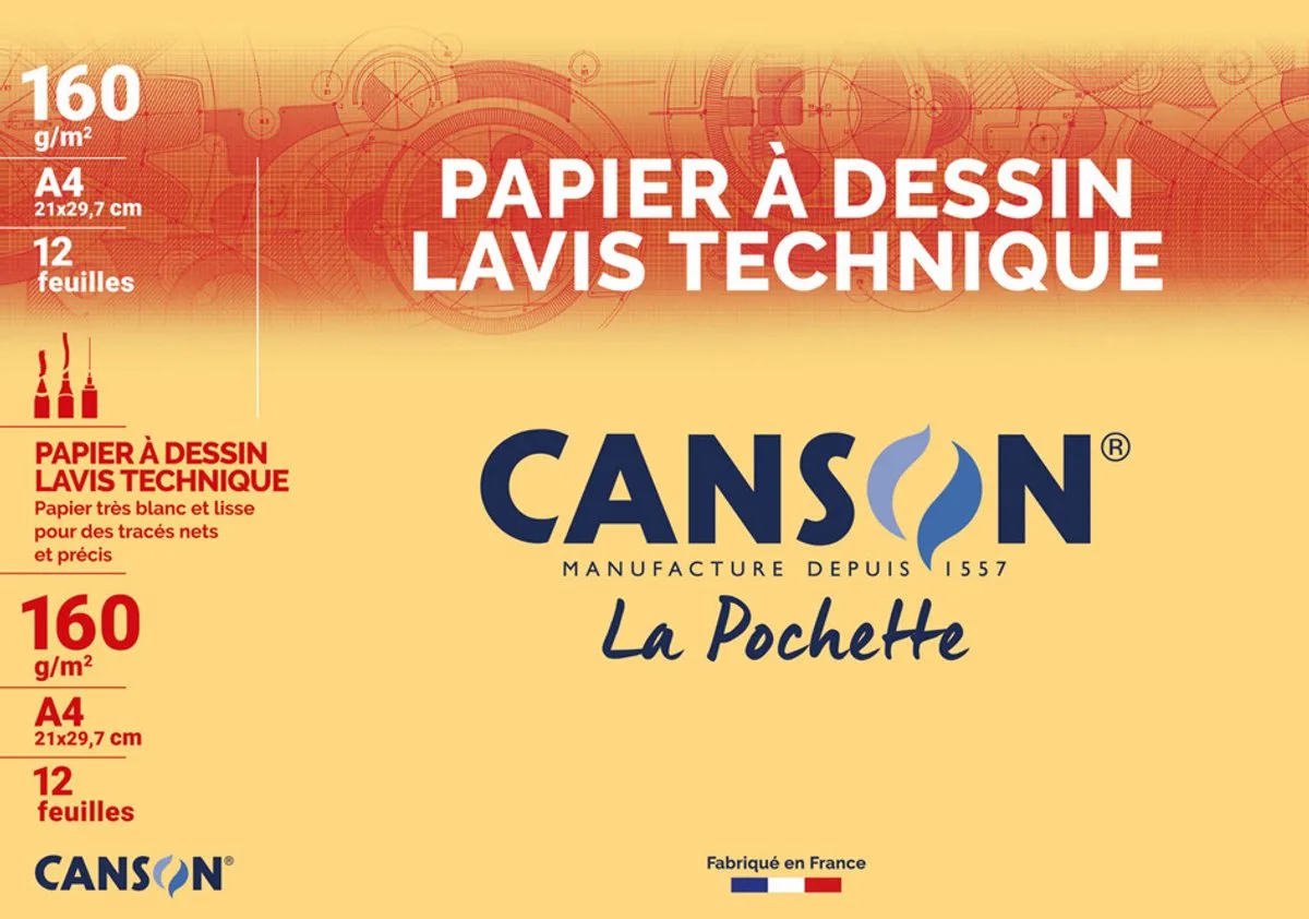tekenblok A3 200g technisch papier fra Canson i Hvid – produktbillede