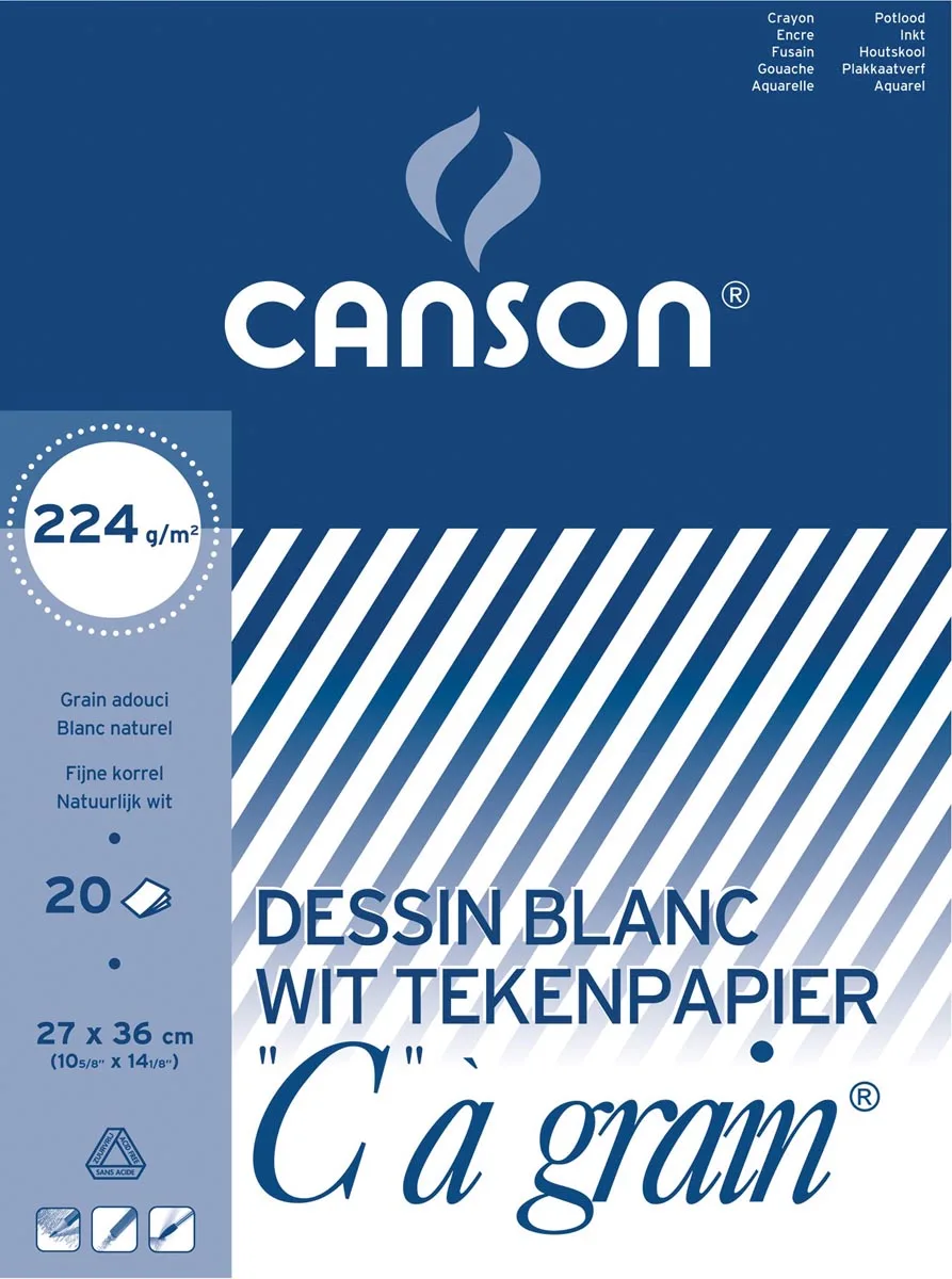 tekenblok C à grain 224 g/m², ft 27 x 36 cm fra Canson – produktbillede