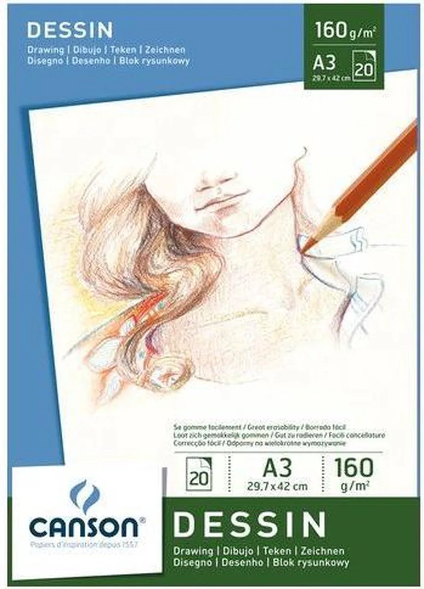 TEKENBLOK CANSON A3 160GR 20VEL de Canson en Blanc – photo produit