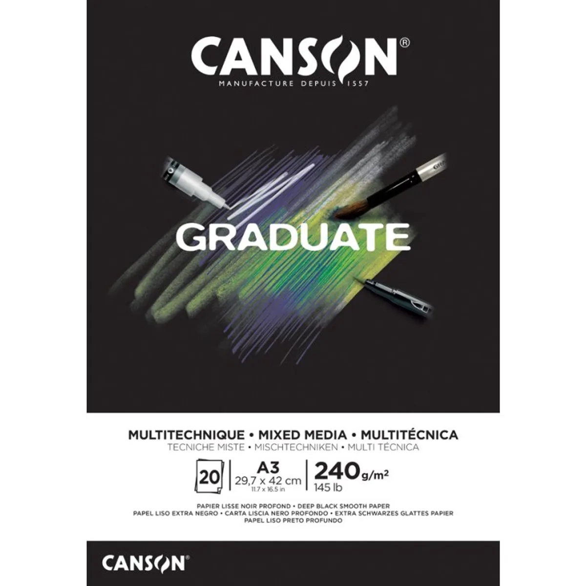 Tekenblok canson grad mixed media bl a5 20v 240gr von Canson in Schwarz – Produktfoto