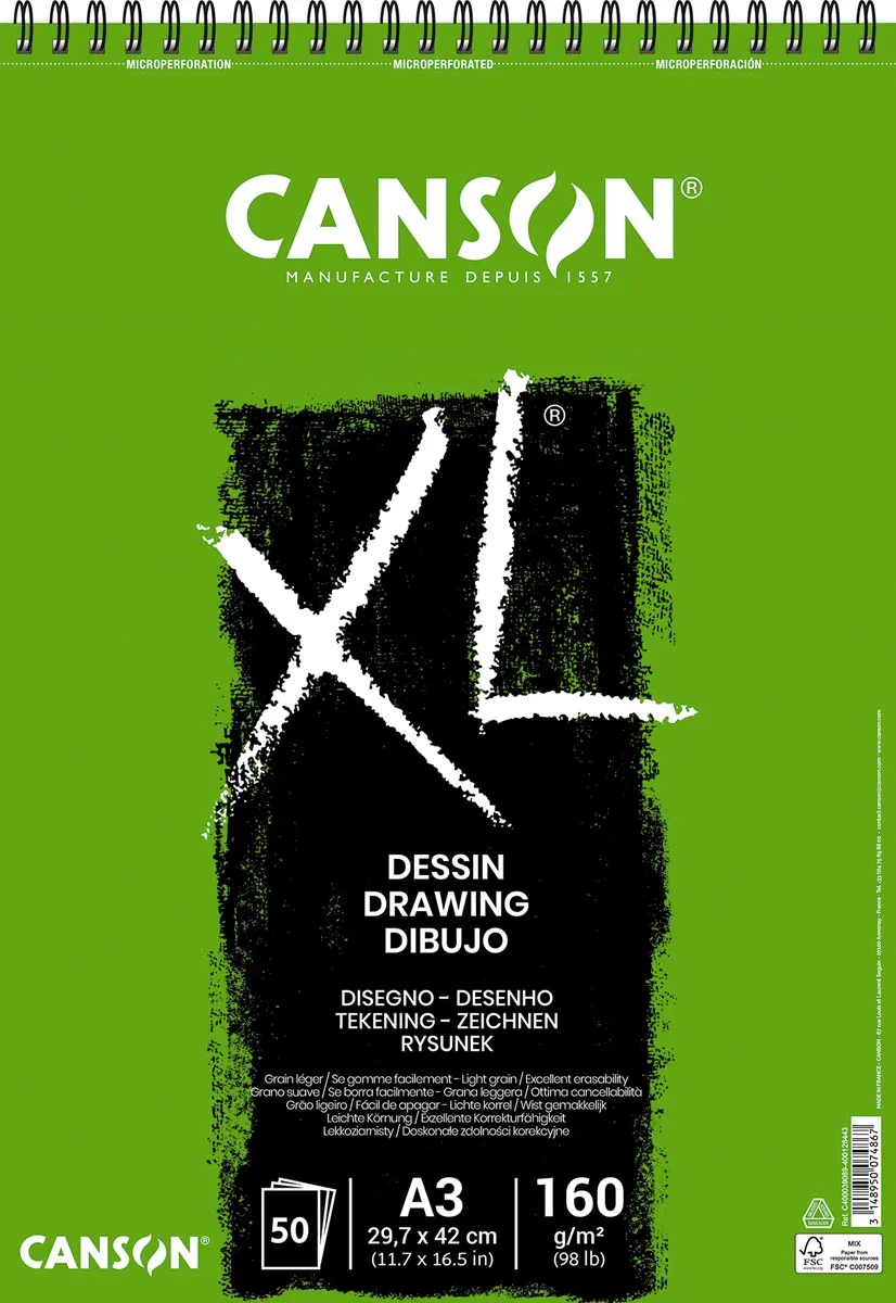 tekenblok XL 160g/m&² ft A3, 50 vel fra Canson – produktbillede