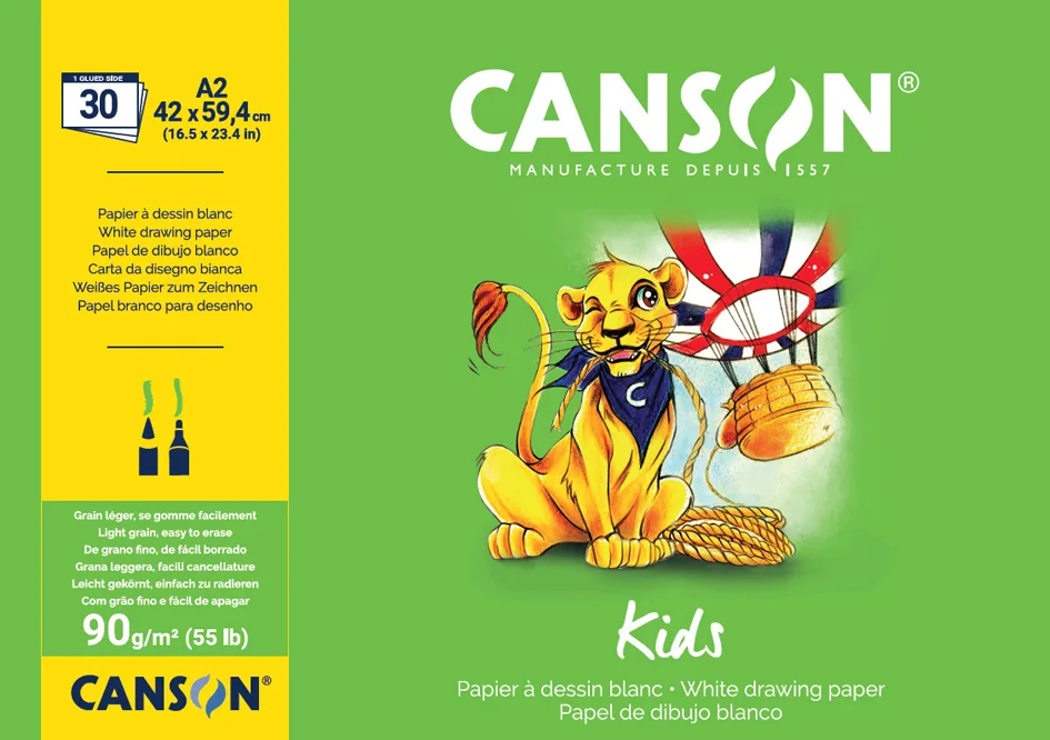 Zeichenblock Kids, DIN A2, 90 g/qm, 30 Blatt van Canson – productfoto