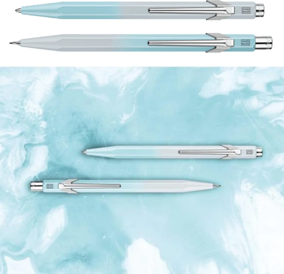 Blue Lagoon 849 - duo balpennen de Caran d'Ache en Bleu – photo produit