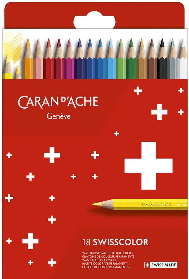Buntstifte SWISSCOLOR, 18er Kartonetui van Caran d'Ache – productfoto