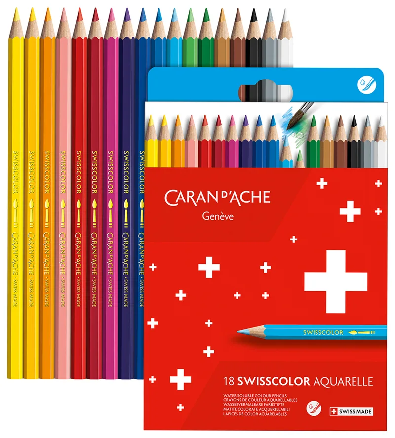 Buntstifte SWISSCOLOR Aquarelle,18er Kartonetui van Caran d'Ache – productfoto