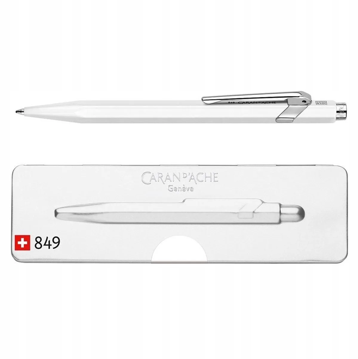 Caran d'Ache 849 Pop Line Fluo White: Stijlvolle Witte Pen voor Kantoor de Caran d'Ache – photo produit