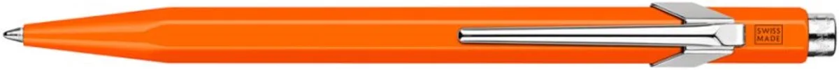 drukbalpen 849 POPLINE FLUO, navulbaar, medium blauw by Caran d'Ache in Orange – product photo