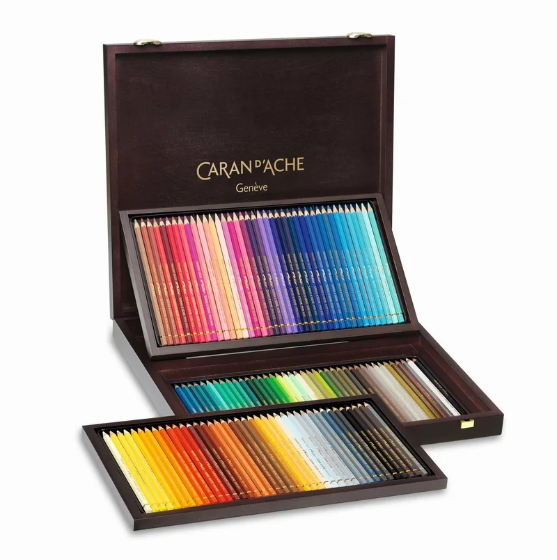 Kleurpotloden Caran D'Ache Pablo 120 potloden in houten koffer de Caran d'Ache en Multicolore – photo produit