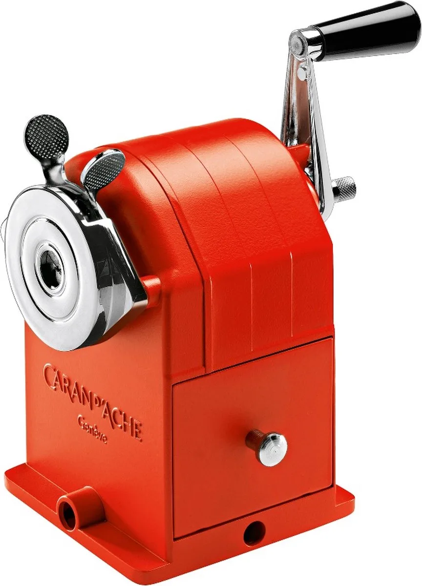metalen puntenslijper tafelmodel by Caran d'Ache in Red – product photo