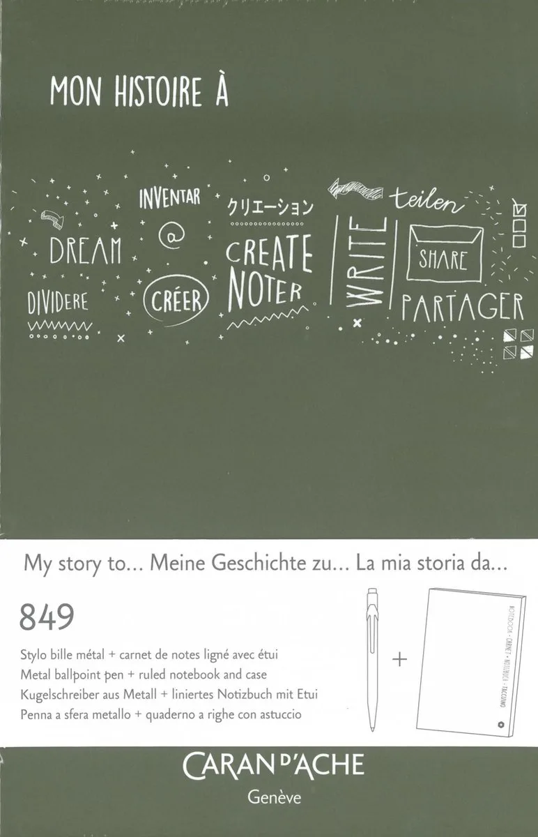 NOTITIE BOEK EN PEN CADEAU SET MON HISTOIRE A CARAN DACHE van Caran d'Ache in Groen – productfoto