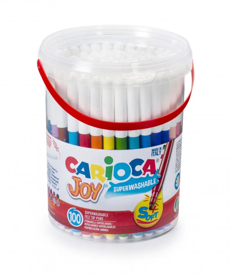 JOY stiften - 100 stuks in pot - Maxi-Punt 6 mm - Afwasbaar - Kleurstiften voor kinderen van Carioca in JOY – 100 stuks – productfoto