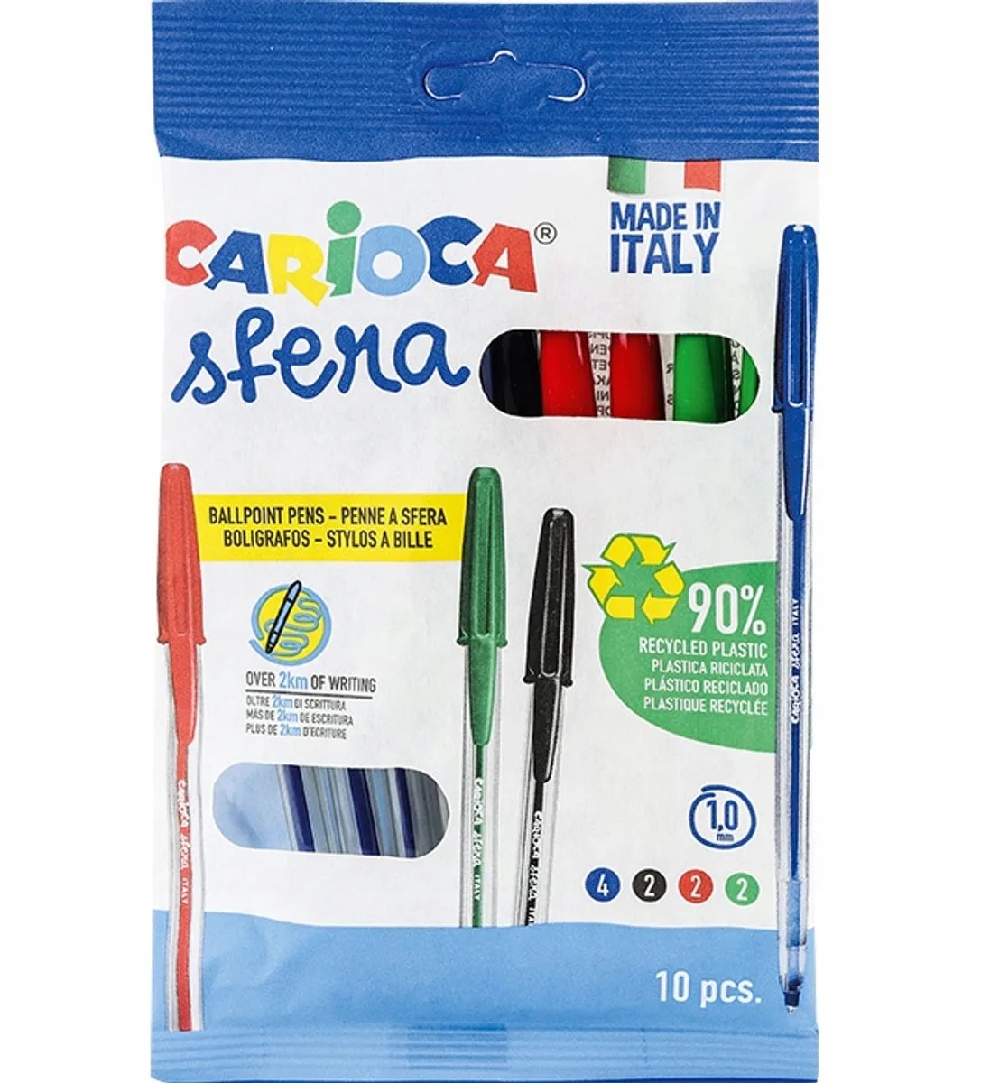 Sfera Balpennen - 10 Levendige Kleuren, Gemaakt van Gerecycled Plastic de Carioca en Multicolore – photo produit