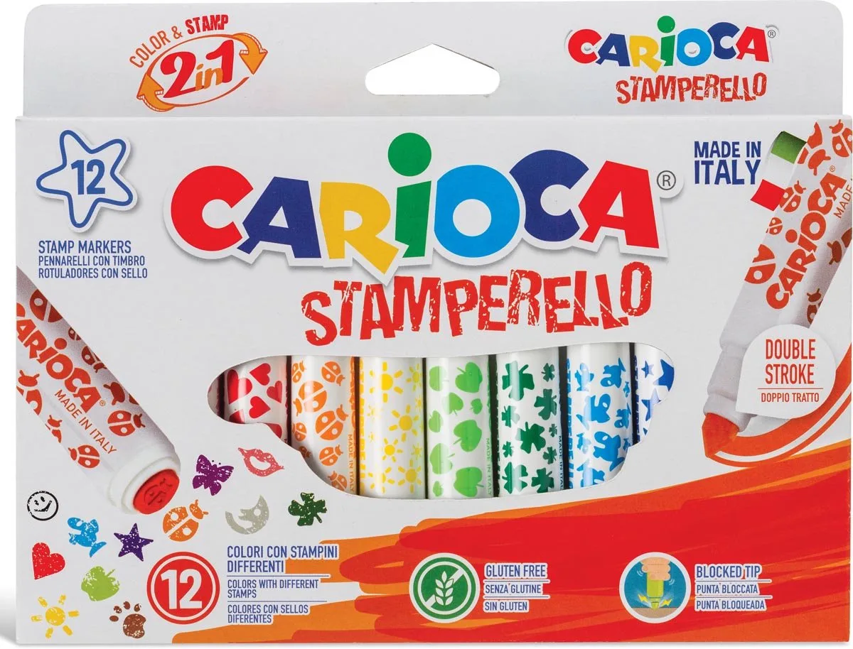 Stempelstift - Superwashable - 12 stiften (= 12 kleuren en 12 stempelmotieven) by Carioca in Multicolour – product photo