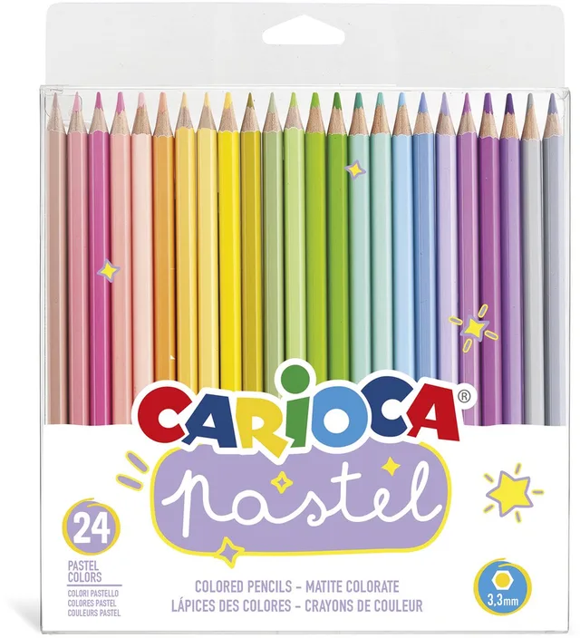 SUPERCOLOR Pastel kleurpotloden - 24 kleuren - Houten kleurpotloden - Zachte pasteltinten - 3,3 mm kern