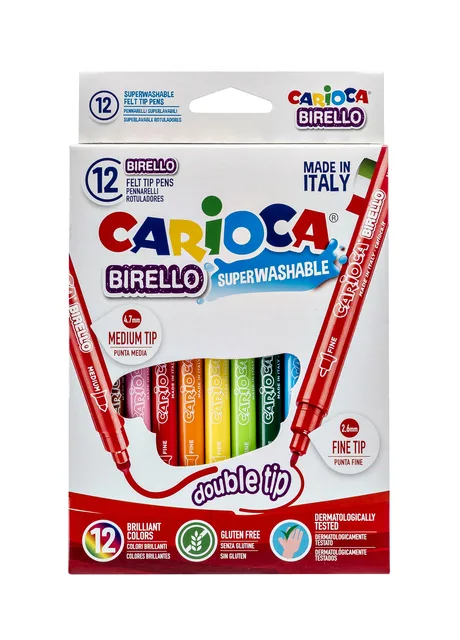 Viltstift Carioca Birello dubbelpunters assorti set à 12 stuks by Carioca – product photo