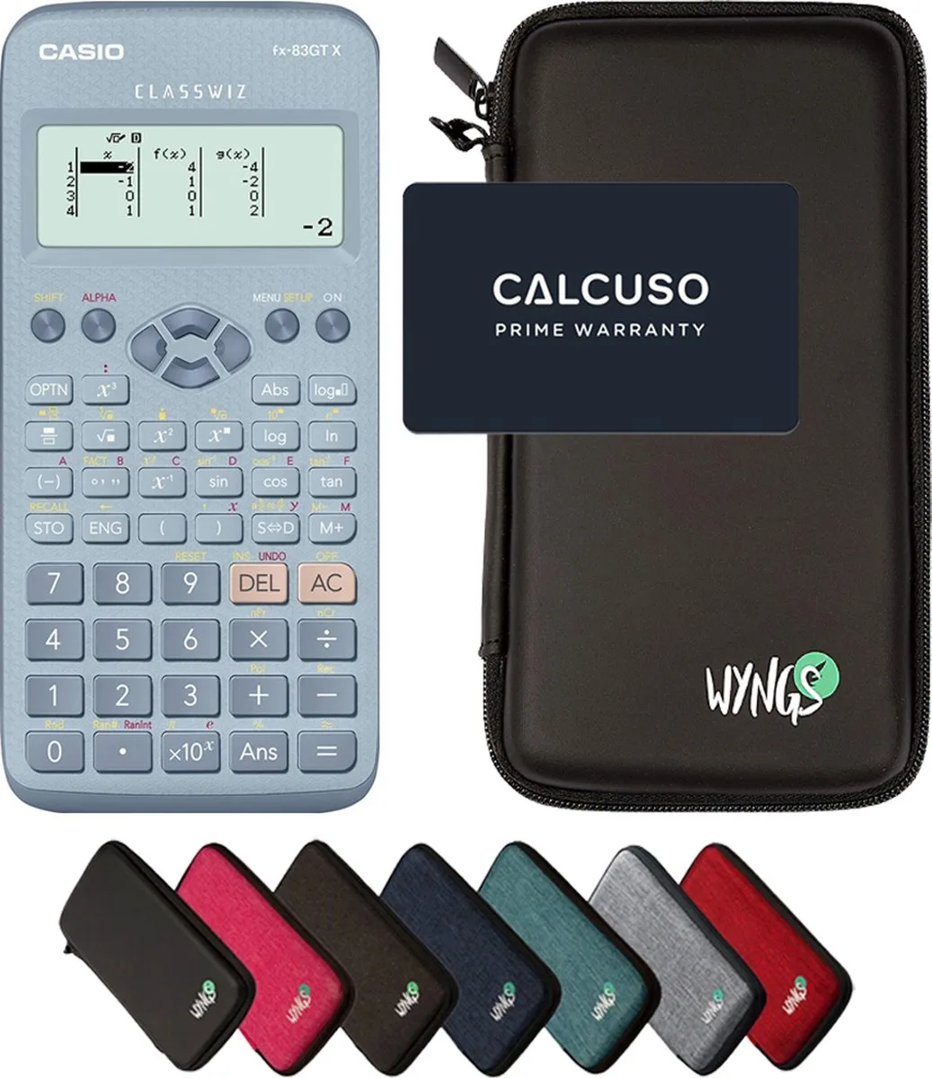CALCUSO Basispakket zwart met Rekenmachine Casio FX-83GT X blauw de Casio en Gris – photo produit