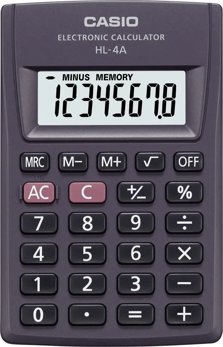HL-4A Taschenrechner Anthrazit Display (Stellen): 8 batteriebetrieben (B x H x T) 56 x 9 x 87 mm de Casio – photo produit