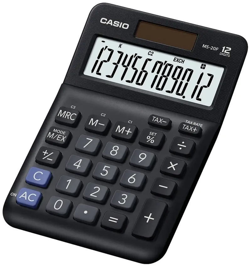 MS-20F Tischrechner Schwarz Display (Stellen): 12 batteriebetrieben, solarbetrieben (L x B x H) 149 x 101 x 148.5 mm von Casio – Produktfoto