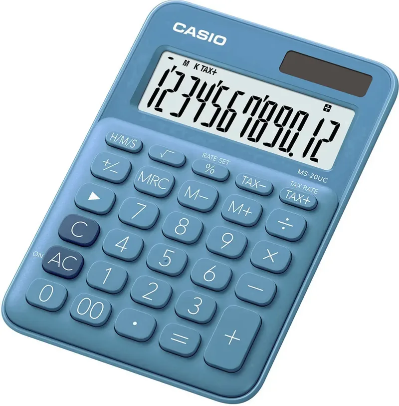 MS-20UC-BU Tischrechner Blau Display (Stellen): 12 solarbetrieben, batteriebetrieben (B x H x T) 105 x 23 x 149.5 mm de Casio – photo produit