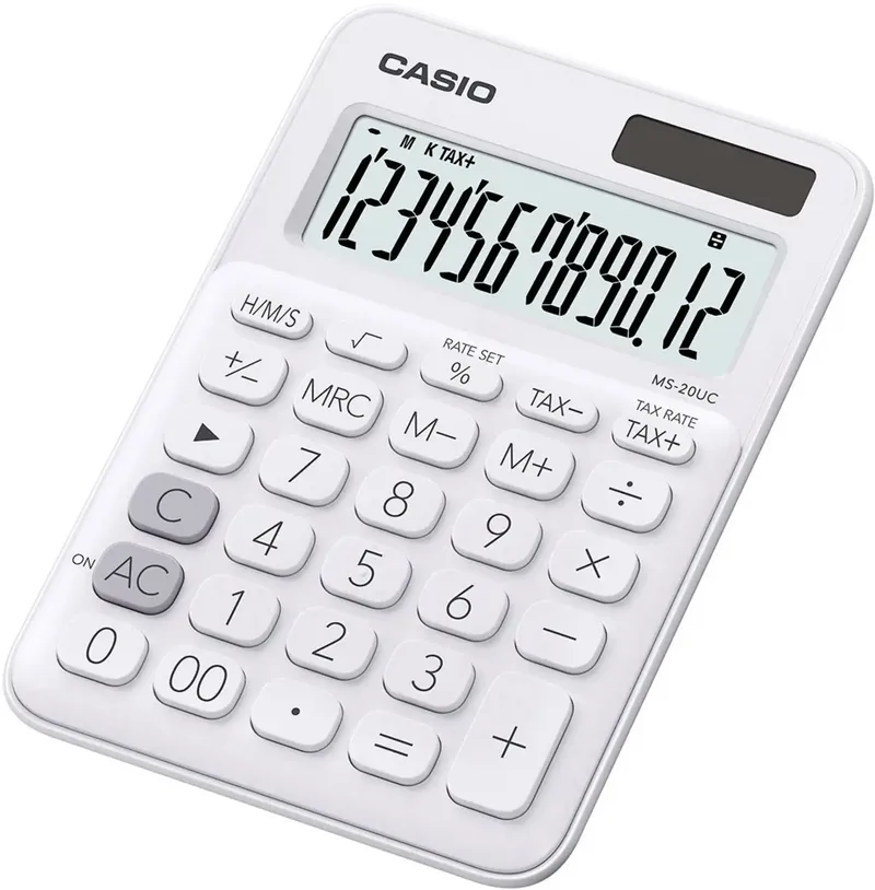 MS-20UC Tischrechner Weiß Display (Stellen): 12 solarbetrieben, batteriebetrieben (B x H x T) 105 x 23 x 149.5 mm by Casio – product photo