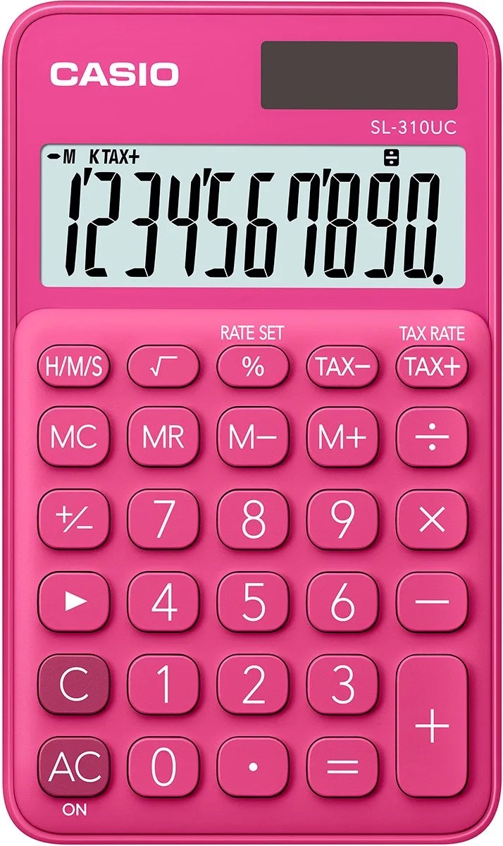 SL-310UC-RD - Zakrekenmachine - 10-cijferig display - Zonne- en batterijvoeding van Casio in Rood – productfoto