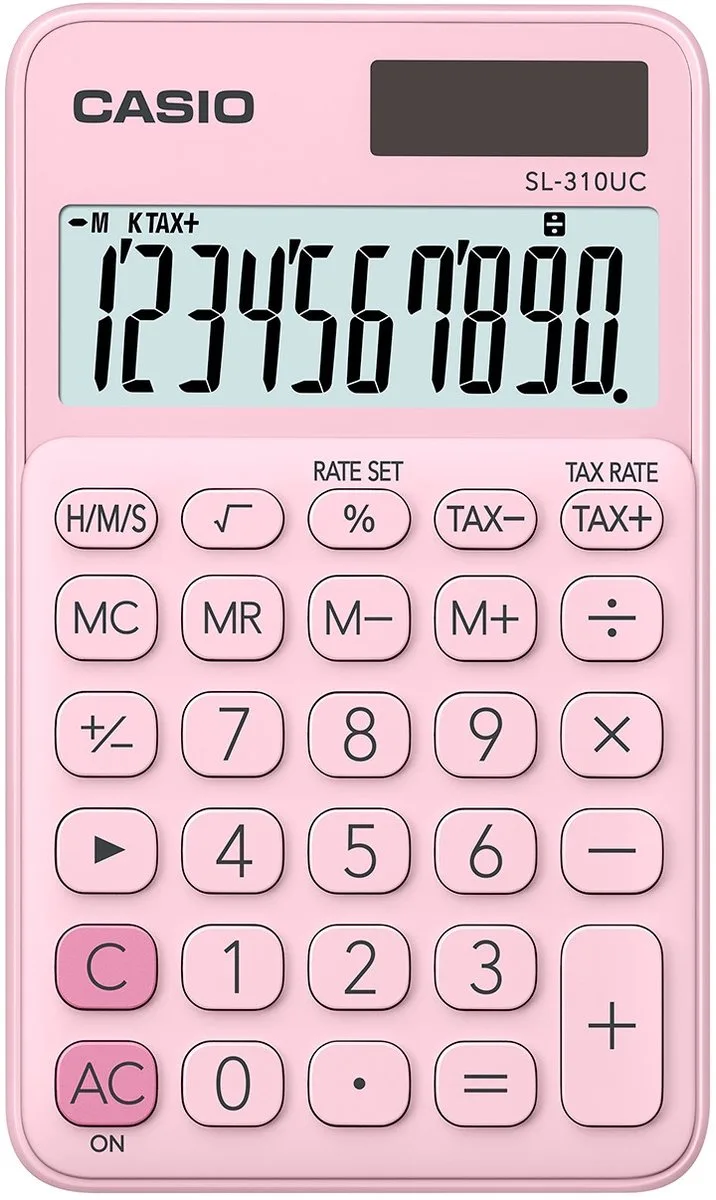 SL-310UC - Zakrekenmachine - 10-cijferig display - Zonne- en batterijvoeding van Casio in Roze – productfoto