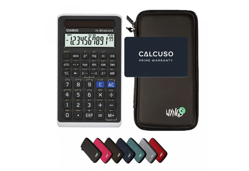 Taschenrechner Casio fx-82 Solar II inkl. WYNGS Schutztasche van Casio in Zwart – productfoto