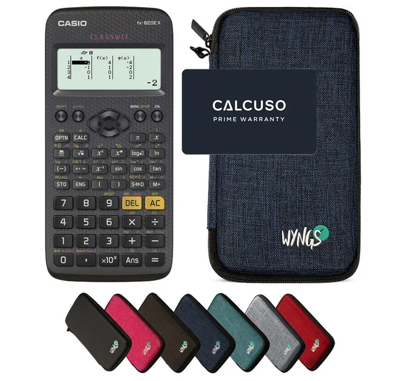 Taschenrechner fx-82DE X ClassWiz inkl. WYNGS Schutztasche de Casio en Bleu – photo produit