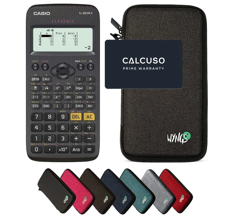Taschenrechner fx-82DE X ClassWiz inkl. WYNGS Schutztasche Dunkelgrau by Casio in Grey – product photo