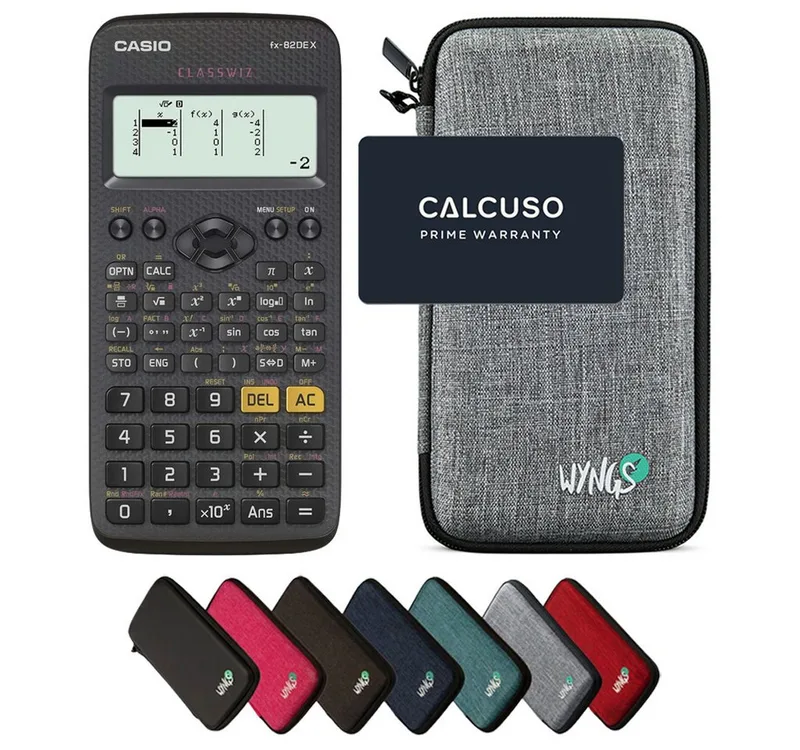 Taschenrechner fx-82DE X ClassWiz inkl. WYNGS Schutztasche Hellgrau by Casio in Grey, Silver – product photo