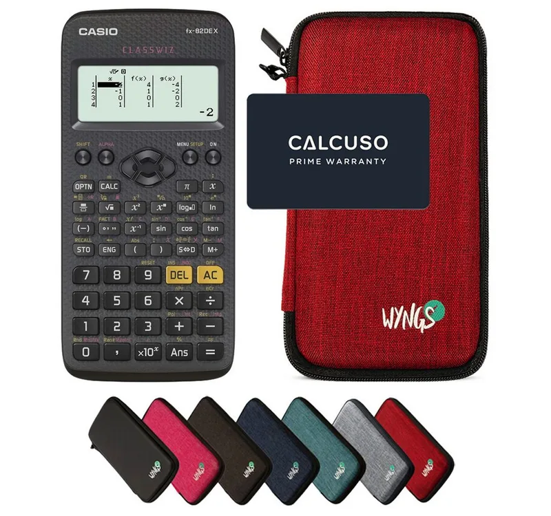 Taschenrechner fx-82DE X ClassWiz inkl. WYNGS Schutztasche de Casio en Rouge – photo produit