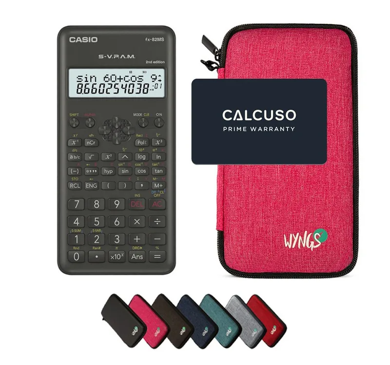 Taschenrechner fx-82MS 2nd edition inkl. WYNGS Schutztasche Pink de Casio en Rose – photo produit