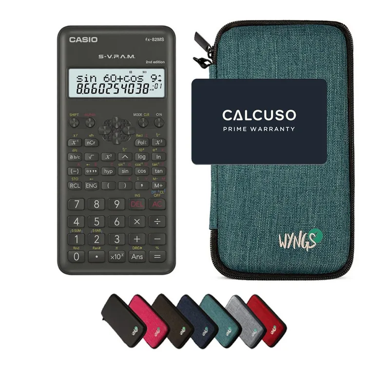 Taschenrechner fx-82MS 2nd edition inkl. WYNGS Schutztasche Türkis de Casio en Vert – photo produit