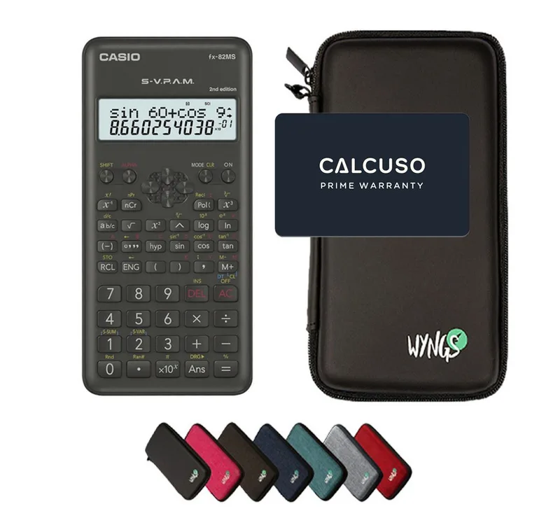 Taschenrechner fx-82MS 2nd edition inkl. WYNGS Schutztasche by Casio in Black – product photo