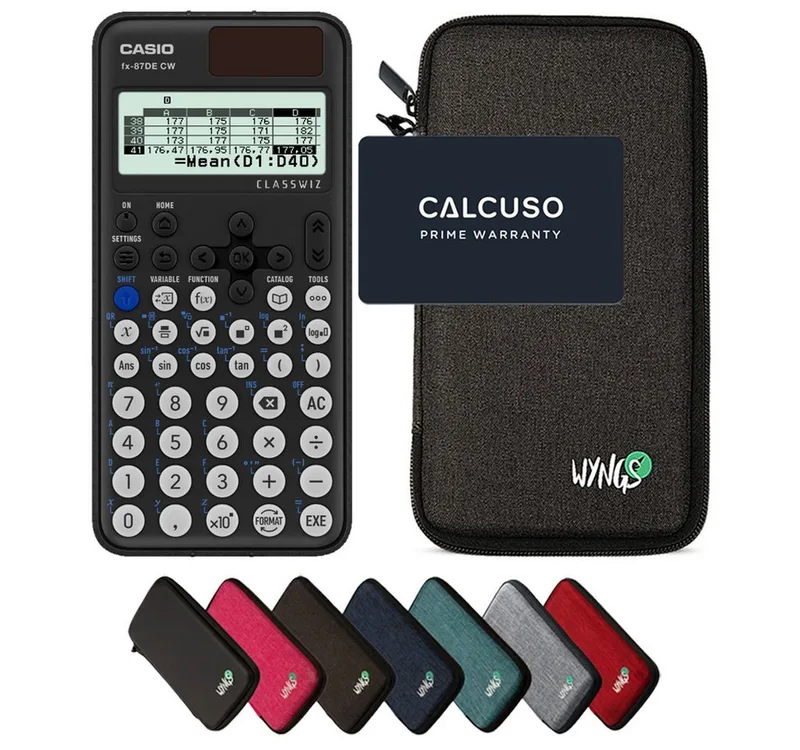 Taschenrechner fx-87DE CW ClassWiz inkl. WYNGS Schutztasche Dunkelgrau by Casio in Grey – product photo