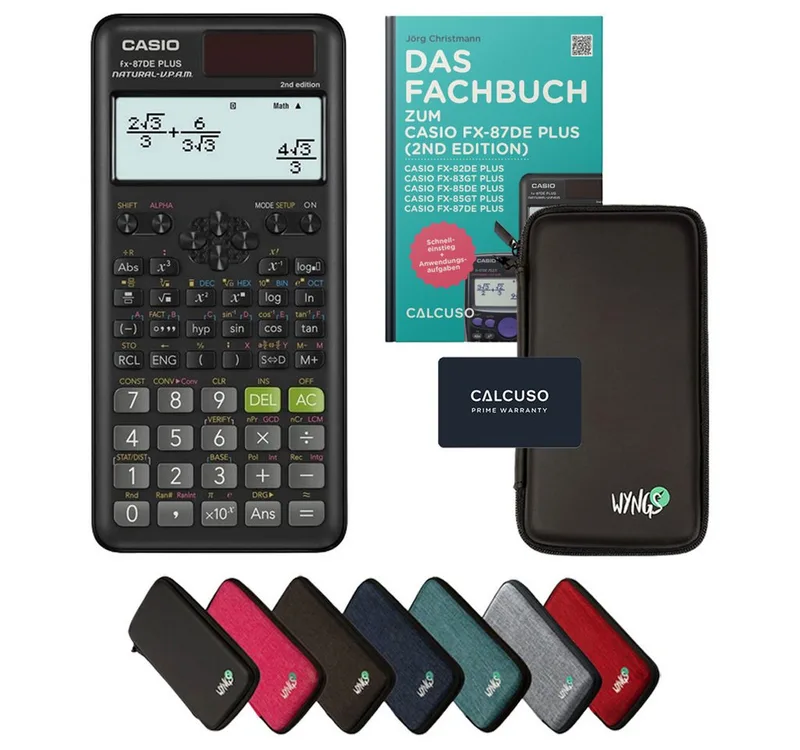 Taschenrechner fx-87DE Plus 2 inkl. Schutztasche & Fachbuch (48 S., DINA5) de Casio en Noir – photo produit