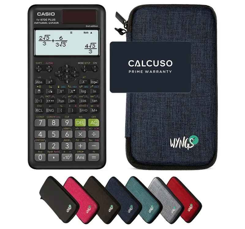 Taschenrechner fx-87DE Plus 2nd edition Classwiz inkl. WYNGS Schutztasche de Casio en Bleu – photo produit