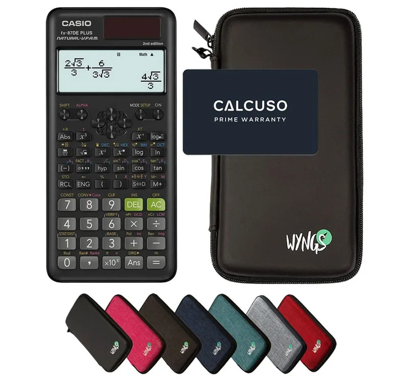 Taschenrechner fx-87DE Plus 2nd edition Classwiz inkl. WYNGS Schutztasche von Casio in Schwarz – Produktfoto