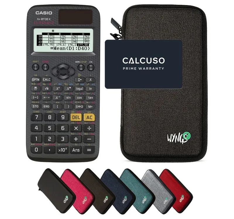 Taschenrechner fx-87DE X ClassWiz inkl. WYNGS Schutztasche Dunkelgrau de Casio en Gris – photo produit