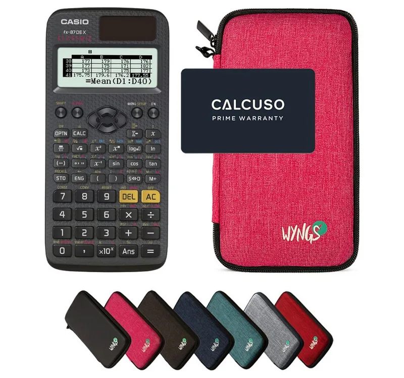 Taschenrechner fx-87DE X ClassWiz inkl. WYNGS Schutztasche Pink de Casio en Rose – photo produit