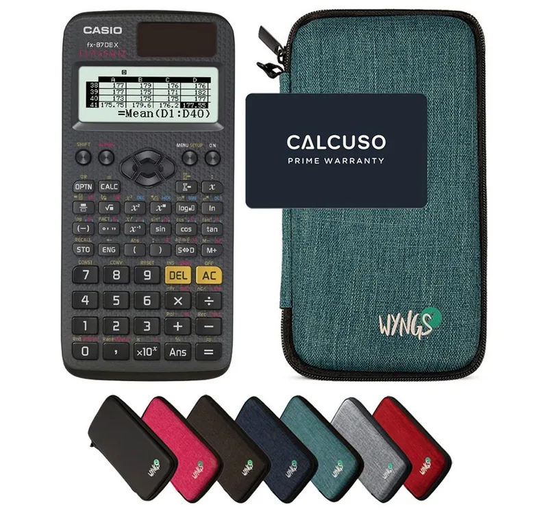 Taschenrechner fx-87DE X ClassWiz inkl. WYNGS Schutztasche Türkis de Casio en Vert – photo produit