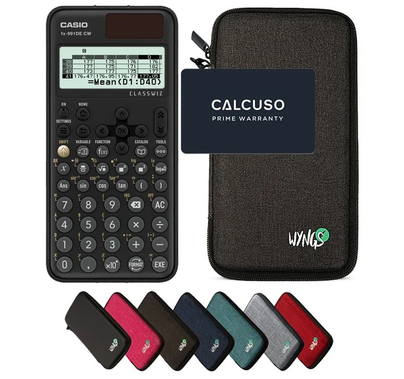 Taschenrechner fx-991DE CW ClassWiz inkl. WYNGS Schutztasche Dunkelgrau by Casio in Grey – product photo